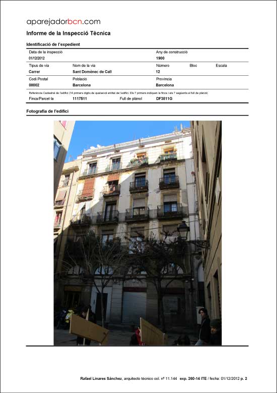 ITE C/ Sant Domènec del Call nº 12. 08002 - Barcelona.