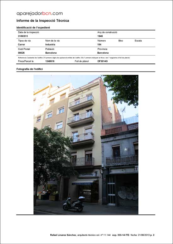 ITE C/ Industria nº 184. 08025 - Barcelona.